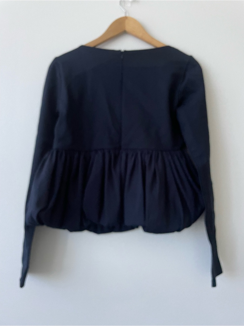 Zara navy long sleeve peplum top - Picture 9 of 10